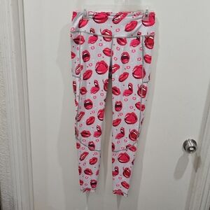 Women's Lips Feed Me Fight Me Large Leggings
